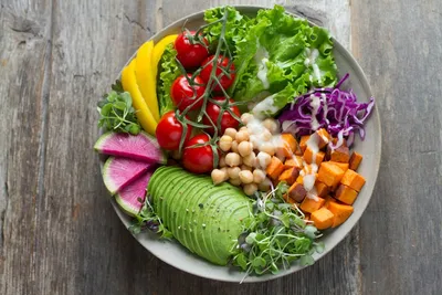 Rainbow Veggie Buddha Bowl with Tahini Dressing